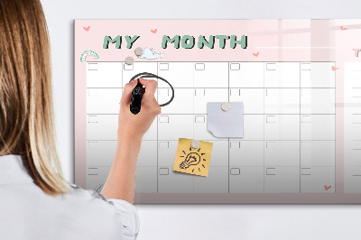 Magnetic dry erase board Monthly planner for kids