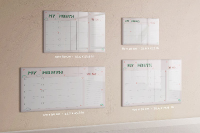 Magnetic dry erase board Monthly planner for kids
