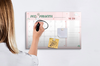 Magnetic dry erase board Monthly planner for kids