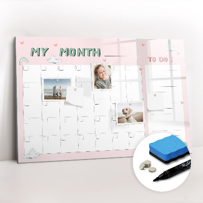 Magnetic dry erase board Monthly planner for kids