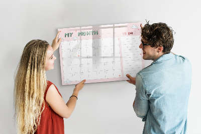 Magnetic dry erase board Monthly planner for kids