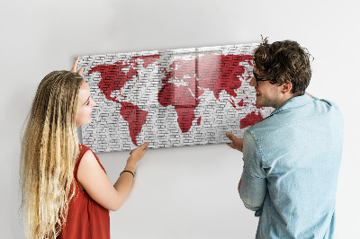 Dry erase magnetic board Brick wall world map
