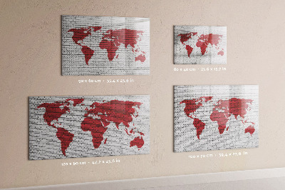 Dry erase magnetic board Brick wall world map