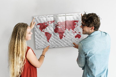 Dry erase magnetic board Brick wall world map