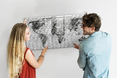 Magnetic dry erase board Brick wall world map