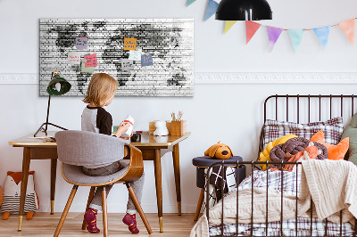 Magnetic dry erase board Brick wall world map