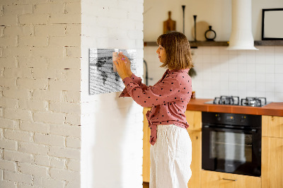 Magnetic dry erase board Brick wall world map