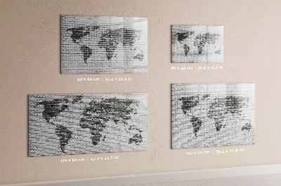 Magnetic dry erase board Brick wall world map