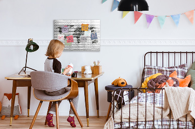 Magnetic dry erase board Brick wall world map