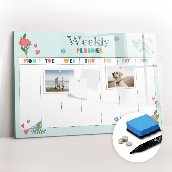 Magnetic board for drawing Weekly planner