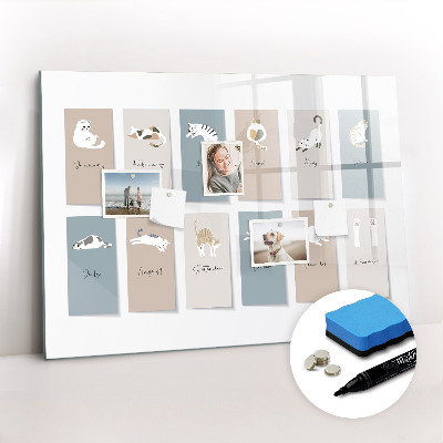 Dry erase magnetic board Cat calendar