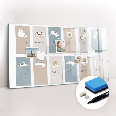 Dry erase magnetic board Cat calendar
