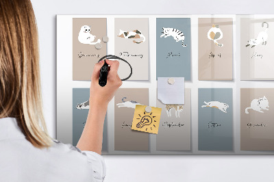 Dry erase magnetic board Cat calendar
