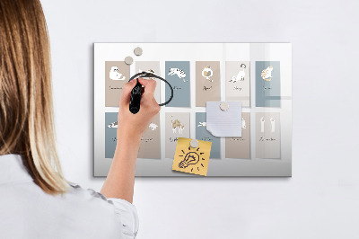 Dry erase magnetic board Cat calendar