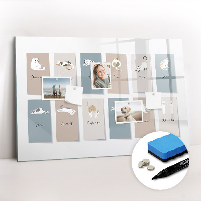 Dry erase magnetic board Cat calendar