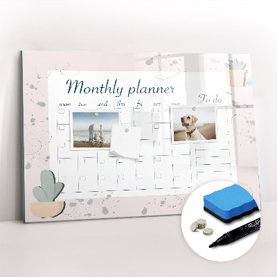 Magnetic board for writing Monthly planner