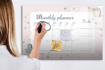 Magnetic board for writing Monthly planner