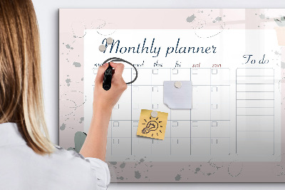 Magnetic board for writing Monthly planner