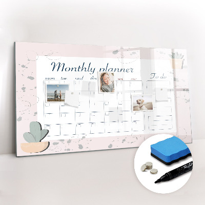 Magnetic board for writing Monthly planner