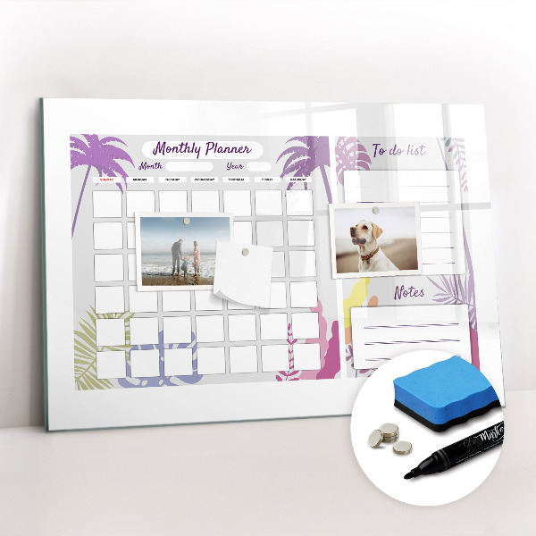 Dry erase magnetic board Monthly planner