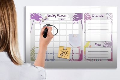 Dry erase magnetic board Monthly planner