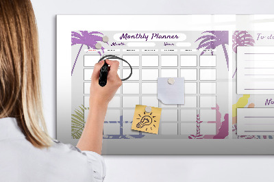 Dry erase magnetic board Monthly planner