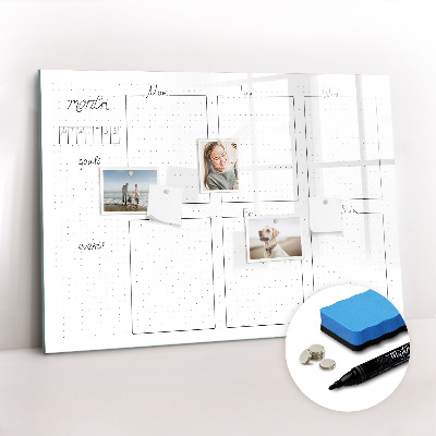 Magnetic board for writing Weekly planner