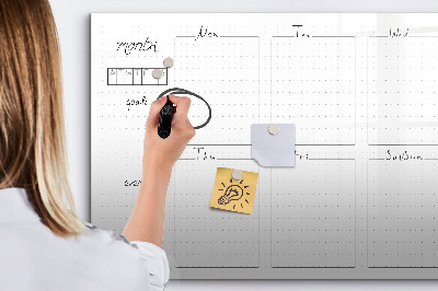 Magnetic board for writing Weekly planner