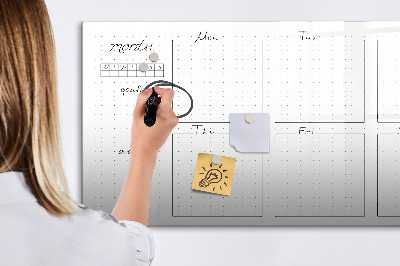 Magnetic board for writing Weekly planner