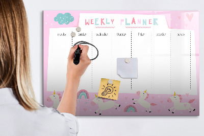 Magnetic writing board with marker Weekly planner for children