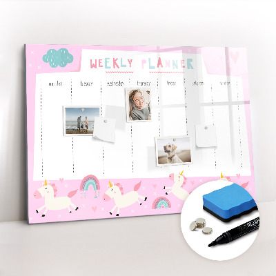Dry erase magnetic board Weekly planner for children