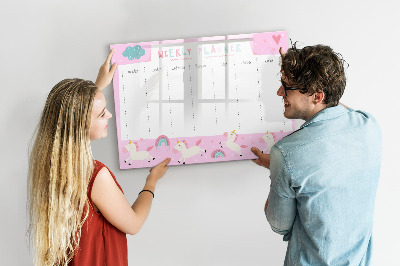 Magnetic writing board with marker Weekly planner for children