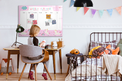 Dry erase magnetic board Weekly planner for children