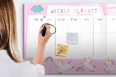 Magnetic writing board with marker Weekly planner for children