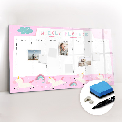 Magnetic writing board with marker Weekly planner for children