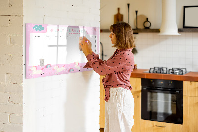 Dry erase magnetic board Weekly planner for children