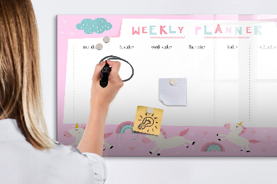 Dry erase magnetic board Weekly planner for children