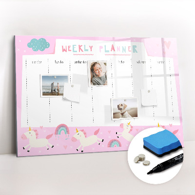 Dry erase magnetic board Weekly planner for children
