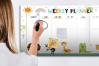 Magnetic dry erase board Weekly planner animals