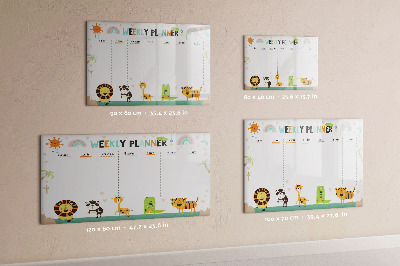 Magnetic drawing board Weekly planner animals