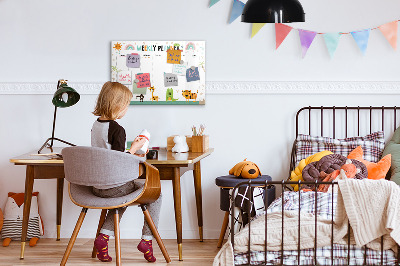 Magnetic dry erase board Weekly planner animals