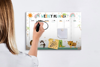 Magnetic dry erase board Weekly planner animals