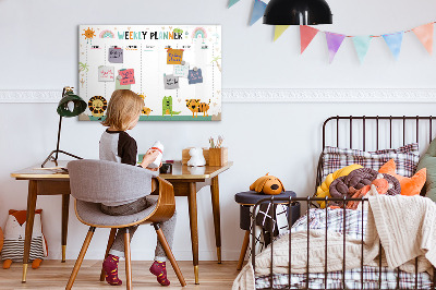 Magnetic dry erase board Weekly planner animals