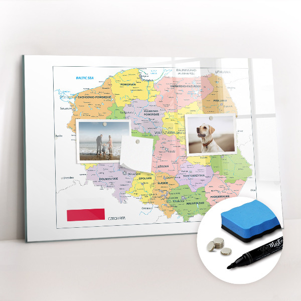 Dry erase magnetic board Map of Poland