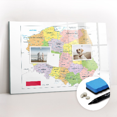 Dry erase magnetic board Map of Poland