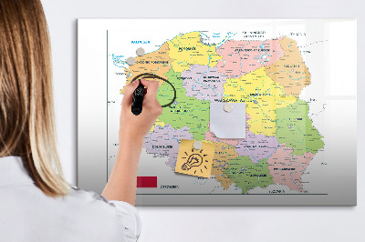 Dry erase magnetic board Map of Poland