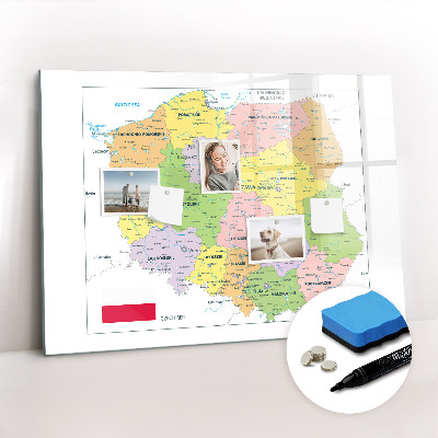 Dry erase magnetic board Map of Poland