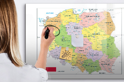 Dry erase magnetic board Map of Poland