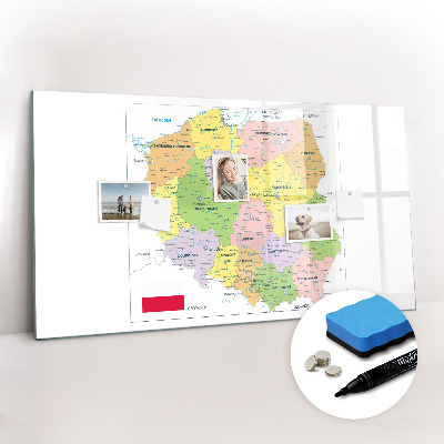 Dry erase magnetic board Map of Poland