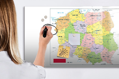 Dry erase magnetic board Map of Poland